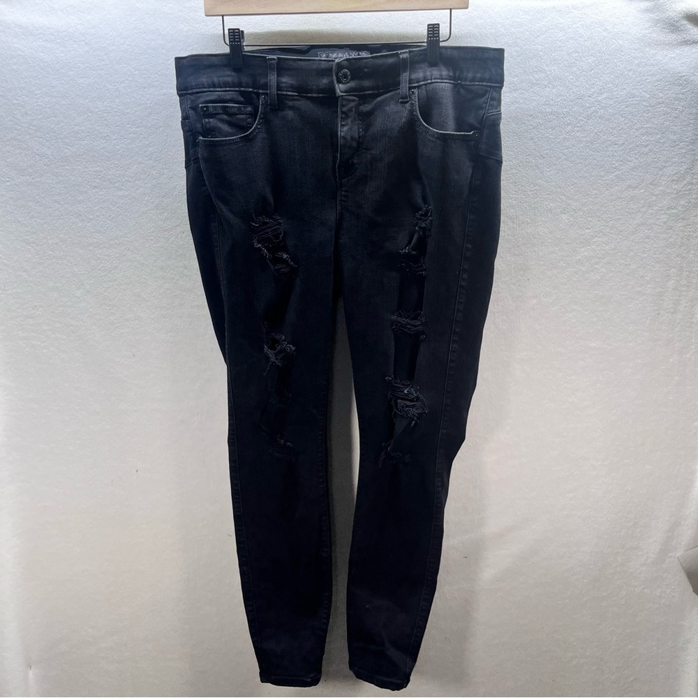 Torrid Distressed Bombshell Skinny Jeans Womens 16 Plus Black Denim Stretch 2888